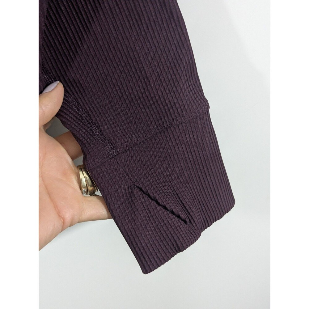 Athleta Salutation Ribbed Full Zip Jacket in Cabernet Plus Size 1X Thumbholes - Picture 7 of 10